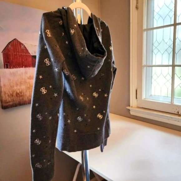 GUESS Jeans Stars & Logo Zip Up Hoodie Sweater xs - Picture 5 of 7